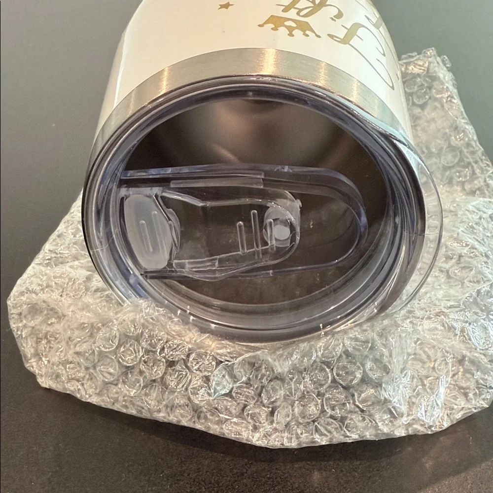 White and Gold 'Fifty and Fabulous' Party Tumbler
